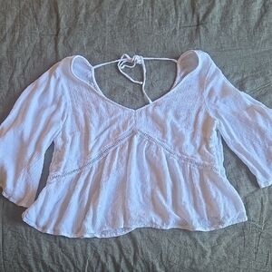 Hollister White Peasant Tie-Back Blouse